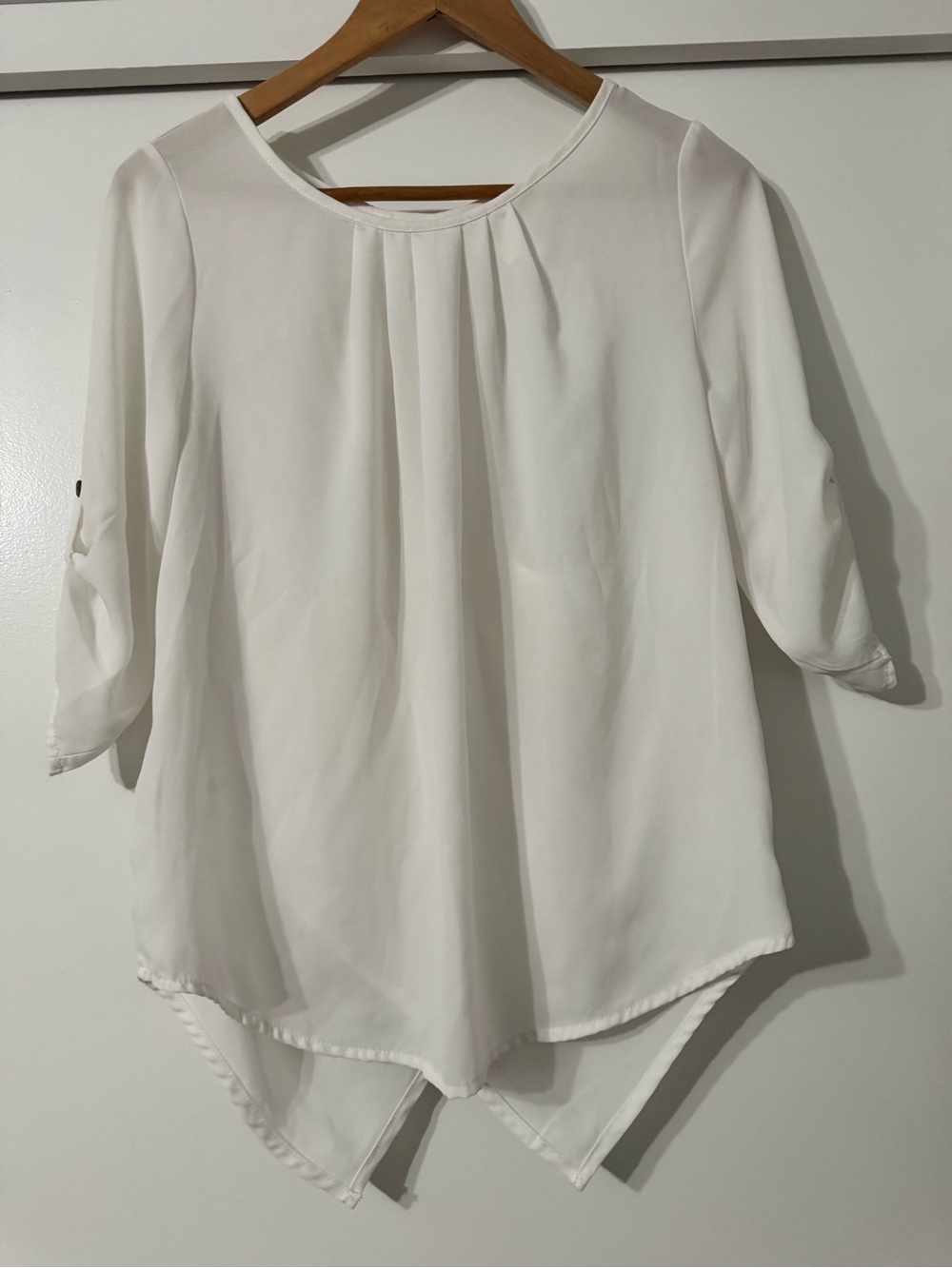 Elegant White Pleated Front Blouse